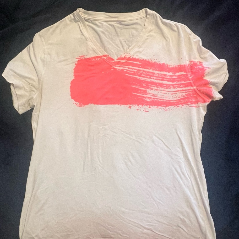 lululemon athletica White Tee with Pink Brushstroke
